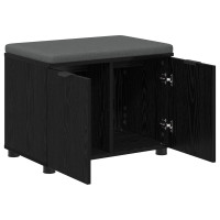 Produktbild för Hallbänk Svart Ek 60 x 38 x 46 cm Konstruerat Trä och Tyg