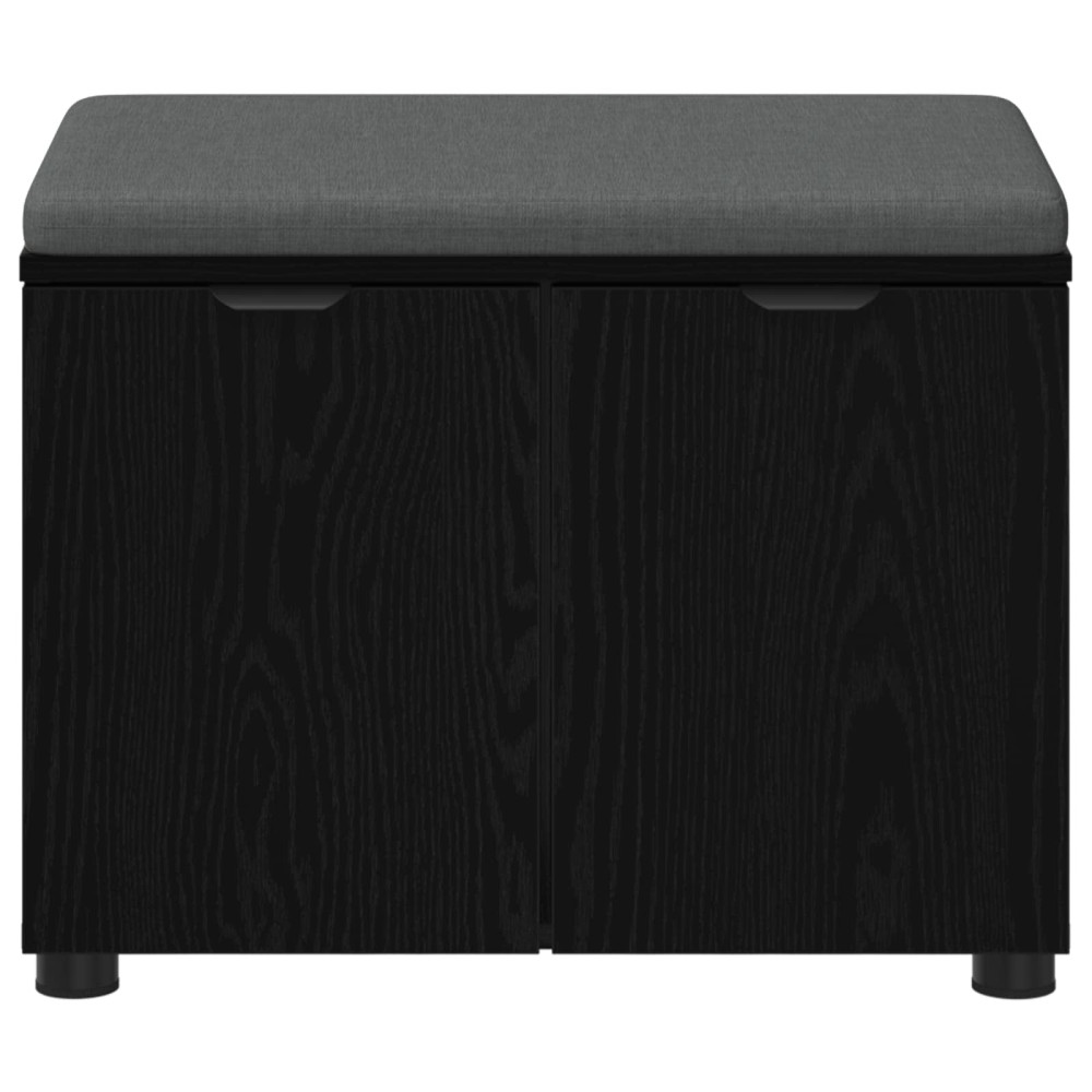 Produktbild för Hallbänk Svart Ek 60 x 38 x 46 cm Konstruerat Trä och Tyg