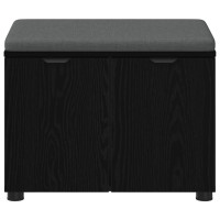 Produktbild för Hallbänk Svart Ek 60 x 38 x 46 cm Konstruerat Trä och Tyg