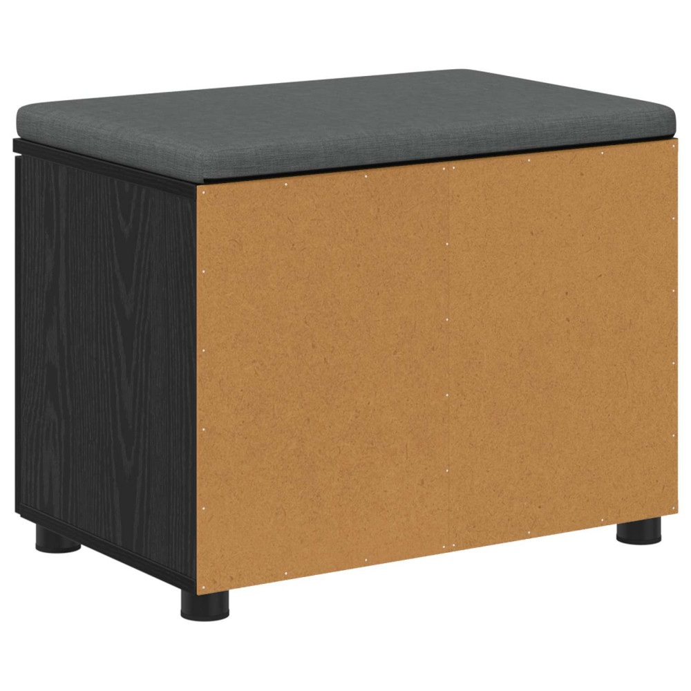 Produktbild för Hallbänk Svart Ek 60 x 38 x 46 cm Konstruerat Trä och Tyg