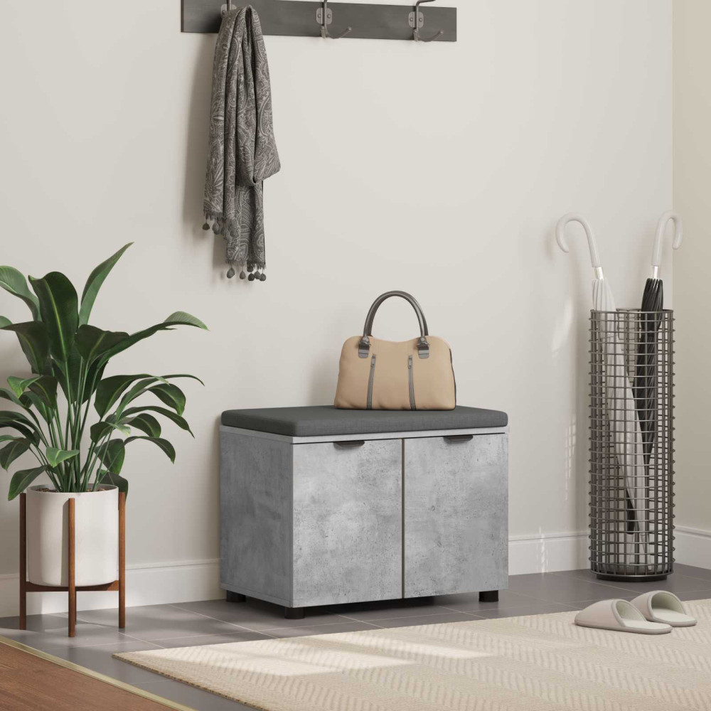 Produktbild för Hallbänk BetongGrå 60 x 38 x 46 cm Konstruerat Trä och Tyg