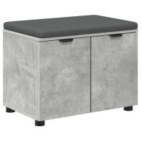 Produktbild för Hallbänk BetongGrå 60 x 38 x 46 cm Konstruerat Trä och Tyg