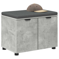 Produktbild för Hallbänk BetongGrå 60 x 38 x 46 cm Konstruerat Trä och Tyg