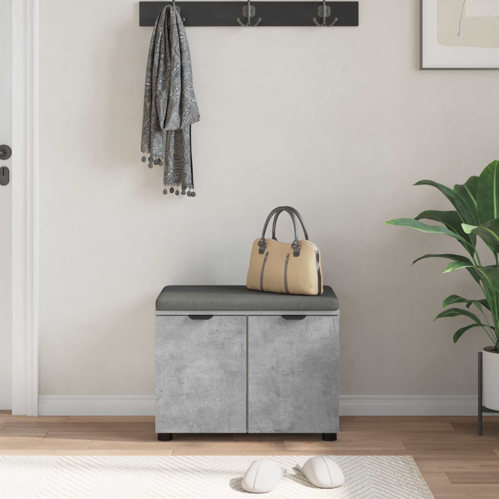 Produktbild för Hallbänk BetongGrå 60 x 38 x 46 cm Konstruerat Trä och Tyg