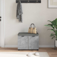 Produktbild för Hallbänk BetongGrå 60 x 38 x 46 cm Konstruerat Trä och Tyg