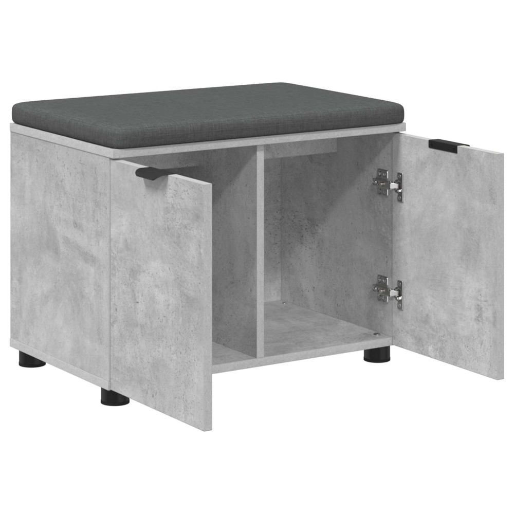 Produktbild för Hallbänk BetongGrå 60 x 38 x 46 cm Konstruerat Trä och Tyg