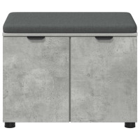 Produktbild för Hallbänk BetongGrå 60 x 38 x 46 cm Konstruerat Trä och Tyg