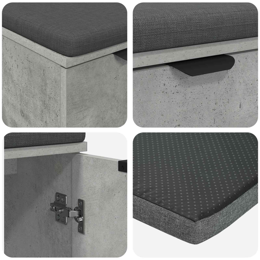 Produktbild för Hallbänk BetongGrå 60 x 38 x 46 cm Konstruerat Trä och Tyg