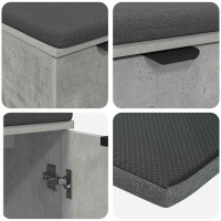 Produktbild för Hallbänk BetongGrå 60 x 38 x 46 cm Konstruerat Trä och Tyg