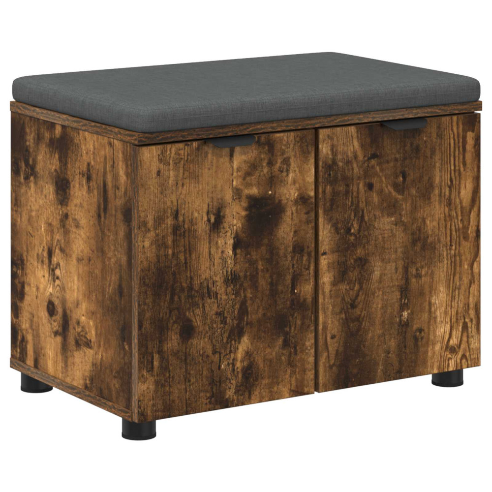Produktbild för Hallbänk Rökt Ek 60 x 38 x 46 cm Konstruerat Trä och Tyg