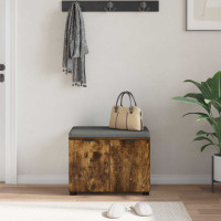 Produktbild för Hallbänk Rökt Ek 60 x 38 x 46 cm Konstruerat Trä och Tyg