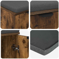 Produktbild för Hallbänk Rökt Ek 60 x 38 x 46 cm Konstruerat Trä och Tyg