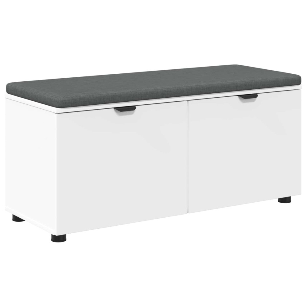 Produktbild för Hallbänk med kudde Vit 100 x 38 x 46 cm Konstruerat Trä och Tyg