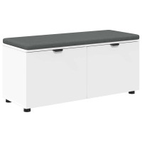 Produktbild för Hallbänk med kudde Vit 100 x 38 x 46 cm Konstruerat Trä och Tyg