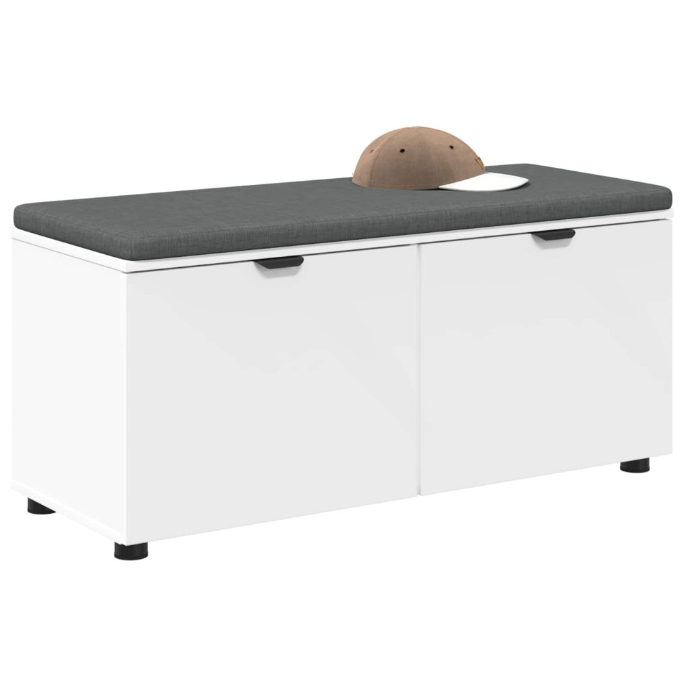 Produktbild för Hallbänk med kudde Vit 100 x 38 x 46 cm Konstruerat Trä och Tyg