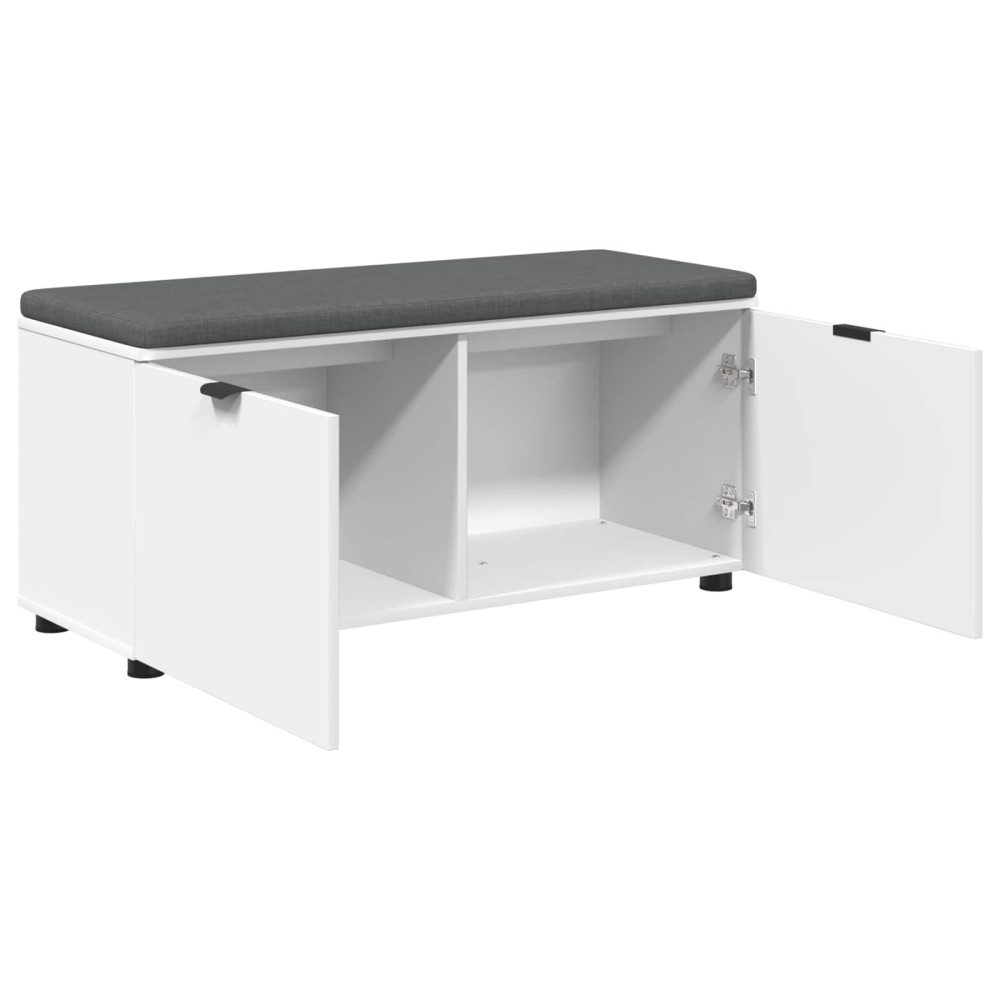 Produktbild för Hallbänk med kudde Vit 100 x 38 x 46 cm Konstruerat Trä och Tyg