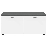 Produktbild för Hallbänk med kudde Vit 100 x 38 x 46 cm Konstruerat Trä och Tyg