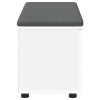 Produktbild för Hallbänk med kudde Vit 100 x 38 x 46 cm Konstruerat Trä och Tyg