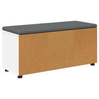 Produktbild för Hallbänk med kudde Vit 100 x 38 x 46 cm Konstruerat Trä och Tyg