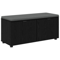 Produktbild för Hallbänk Svart Ek 100 x 38 x 46 cm Konstruerat Trä och Tyg