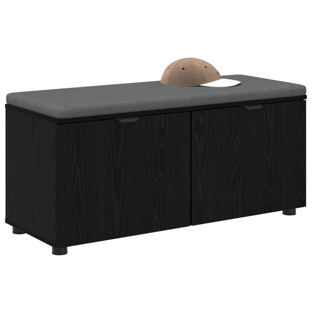 Produktbild för Hallbänk Svart Ek 100 x 38 x 46 cm Konstruerat Trä och Tyg