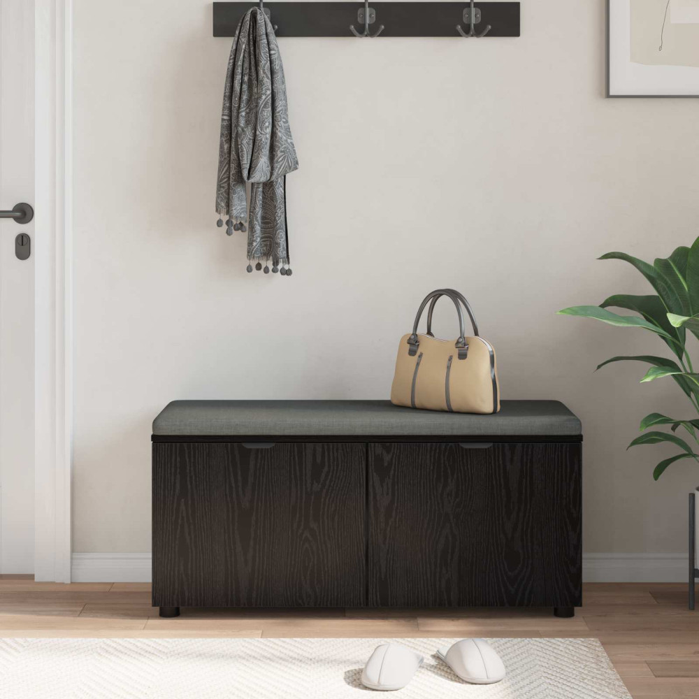 Produktbild för Hallbänk Svart Ek 100 x 38 x 46 cm Konstruerat Trä och Tyg
