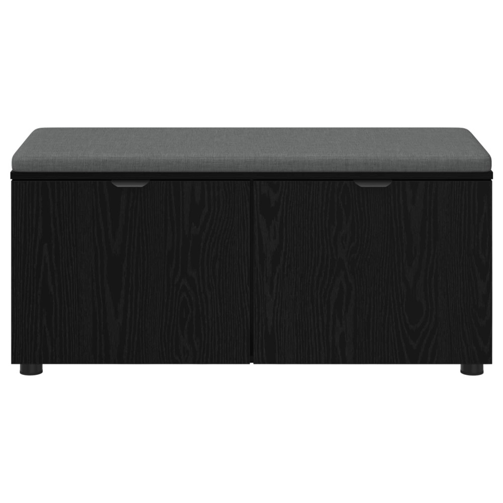 Produktbild för Hallbänk Svart Ek 100 x 38 x 46 cm Konstruerat Trä och Tyg