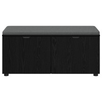 Produktbild för Hallbänk Svart Ek 100 x 38 x 46 cm Konstruerat Trä och Tyg
