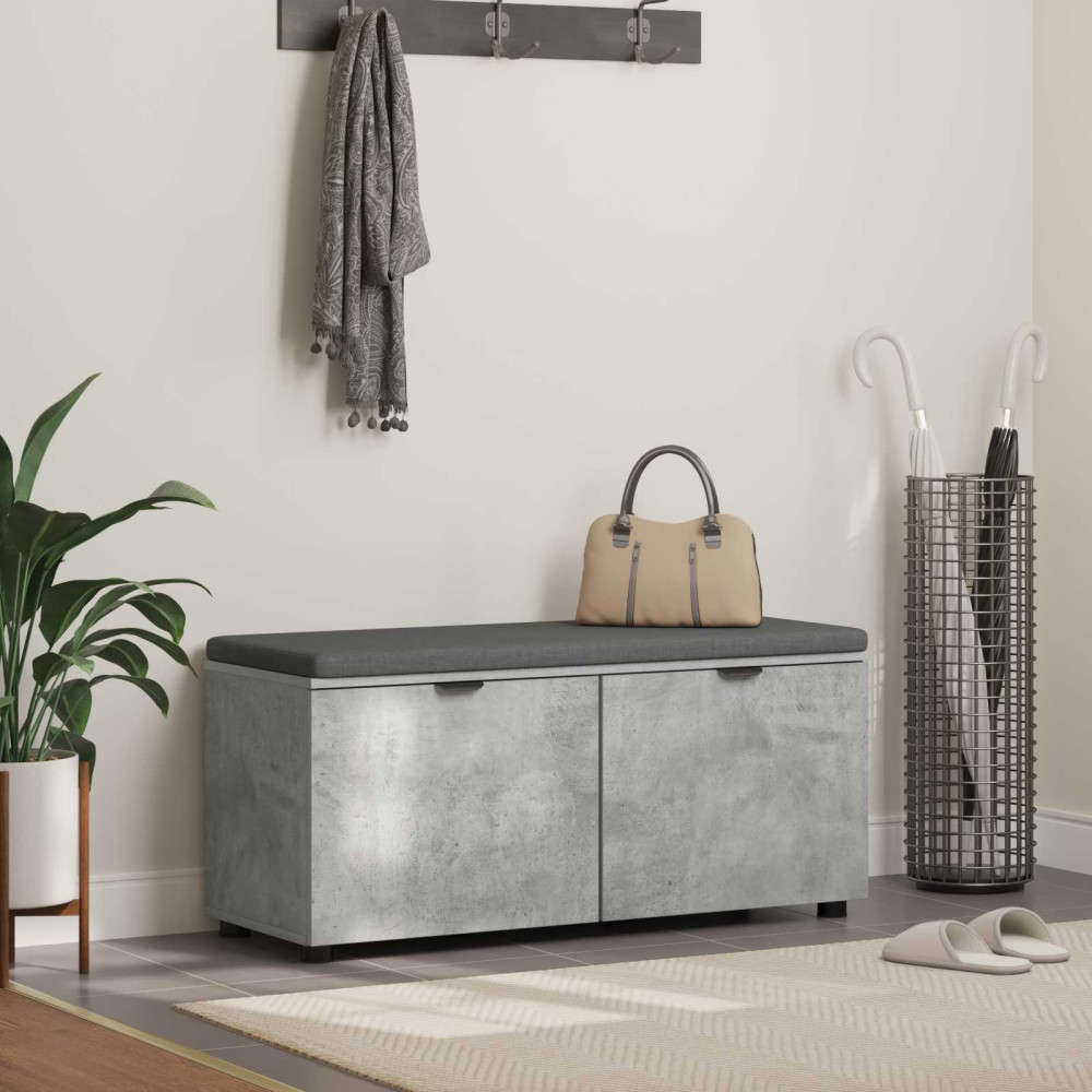 Produktbild för Hallbänk BetongGrå 100 x 38 x 46 cm Konstruerat Trä och Tyg