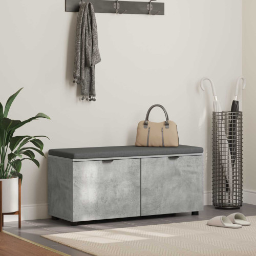 vidaXL Hallbänk BetongGrå 100 x 38 x 46 cm Konstruerat Trä och Tyg
