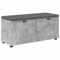Produktbild för Hallbänk BetongGrå 100 x 38 x 46 cm Konstruerat Trä och Tyg