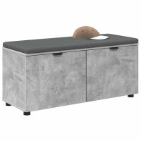 Produktbild för Hallbänk BetongGrå 100 x 38 x 46 cm Konstruerat Trä och Tyg