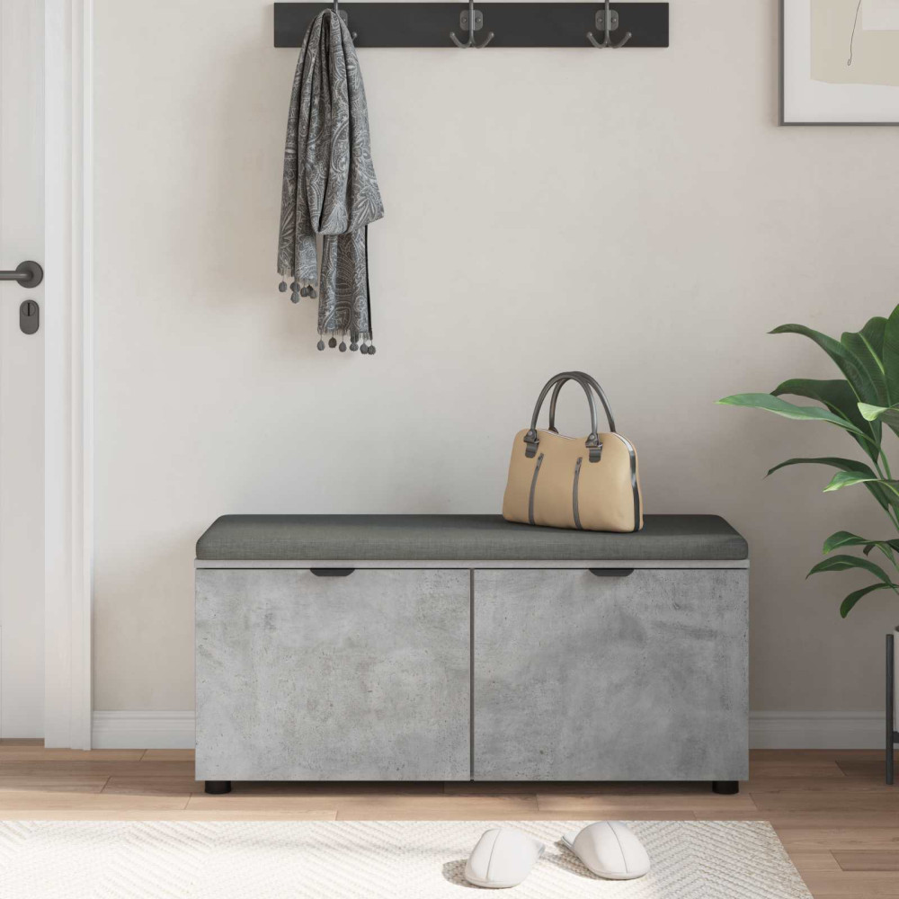 Produktbild för Hallbänk BetongGrå 100 x 38 x 46 cm Konstruerat Trä och Tyg