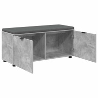 Produktbild för Hallbänk BetongGrå 100 x 38 x 46 cm Konstruerat Trä och Tyg
