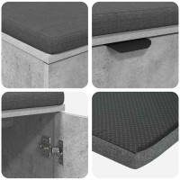Produktbild för Hallbänk BetongGrå 100 x 38 x 46 cm Konstruerat Trä och Tyg