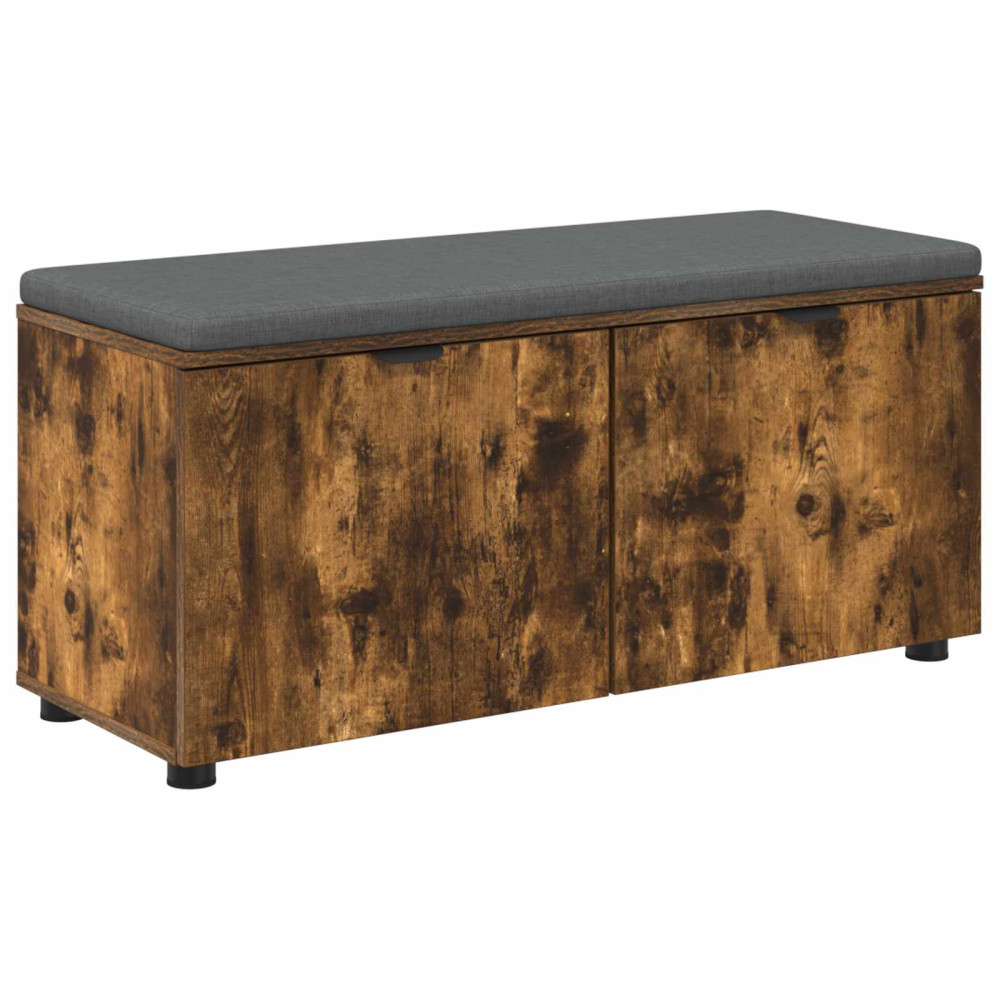Produktbild för Hallbänk Rökt Ek 100 x 38 x 46 cm Konstruerat Trä och Tyg
