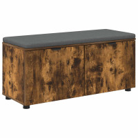 Produktbild för Hallbänk Rökt Ek 100 x 38 x 46 cm Konstruerat Trä och Tyg