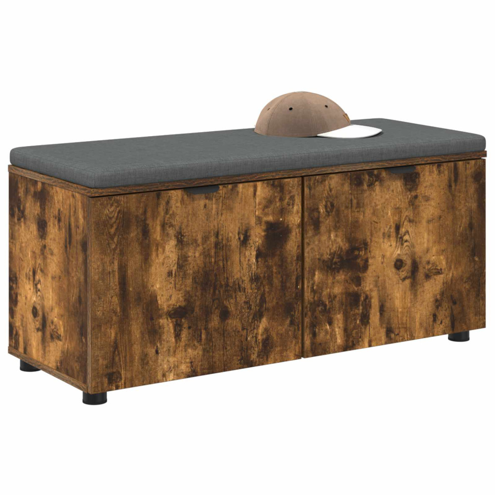 Produktbild för Hallbänk Rökt Ek 100 x 38 x 46 cm Konstruerat Trä och Tyg