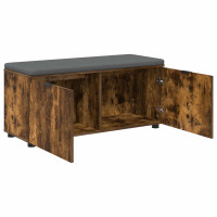 Produktbild för Hallbänk Rökt Ek 100 x 38 x 46 cm Konstruerat Trä och Tyg