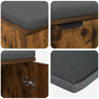 Produktbild för Hallbänk Rökt Ek 100 x 38 x 46 cm Konstruerat Trä och Tyg