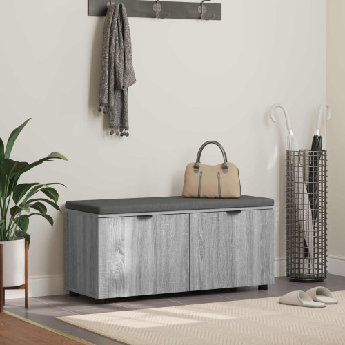 vidaXL Hallbänk Grå Sonoma 100 x 38 x 46 cm Konstruerat Trä och Tyg
