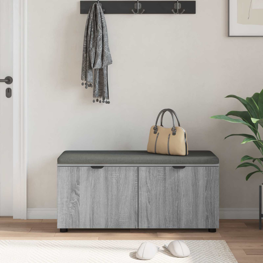 Produktbild för Hallbänk Grå Sonoma 100 x 38 x 46 cm Konstruerat Trä och Tyg