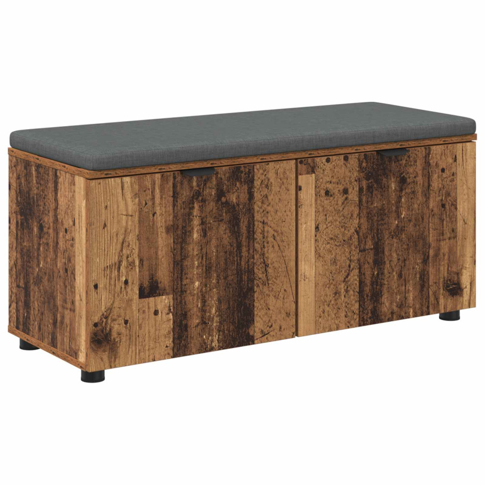 Produktbild för Hallbänk Gammalt trä 100 x 38 x 46 cm Konstruerat Trä och Tyg