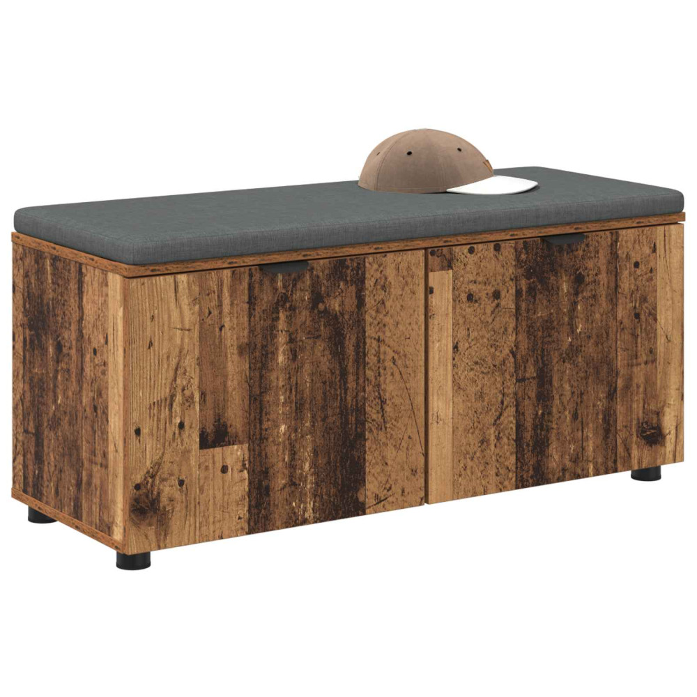 Produktbild för Hallbänk Gammalt trä 100 x 38 x 46 cm Konstruerat Trä och Tyg