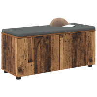Produktbild för Hallbänk Gammalt trä 100 x 38 x 46 cm Konstruerat Trä och Tyg