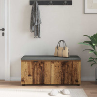 Produktbild för Hallbänk Gammalt trä 100 x 38 x 46 cm Konstruerat Trä och Tyg