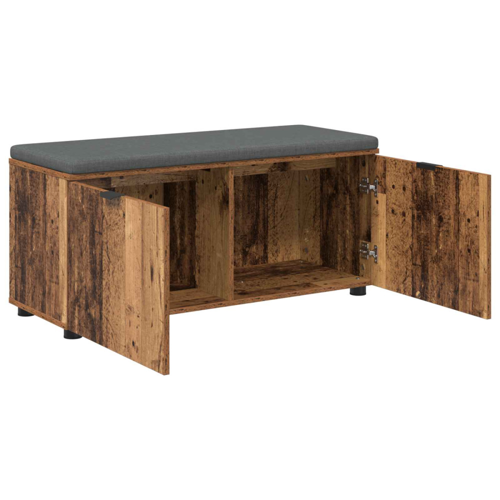 Produktbild för Hallbänk Gammalt trä 100 x 38 x 46 cm Konstruerat Trä och Tyg