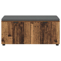 Produktbild för Hallbänk Gammalt trä 100 x 38 x 46 cm Konstruerat Trä och Tyg