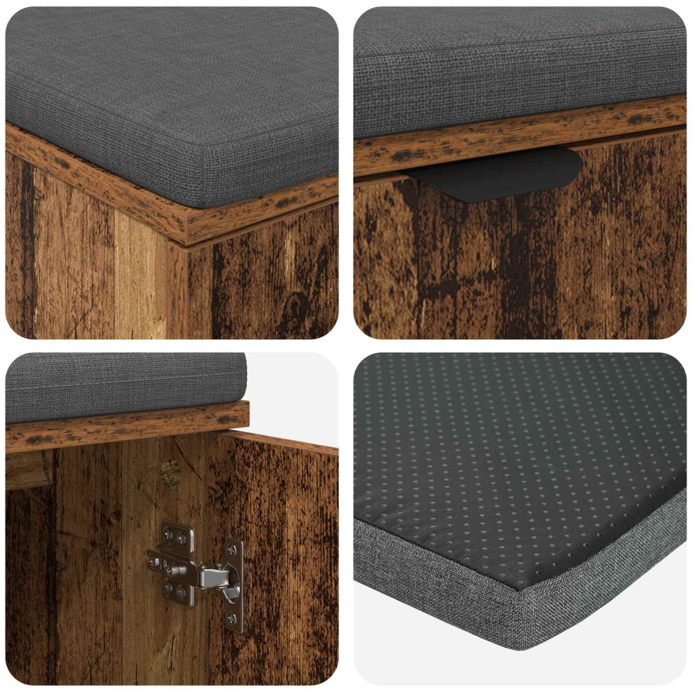 Produktbild för Hallbänk Gammalt trä 100 x 38 x 46 cm Konstruerat Trä och Tyg