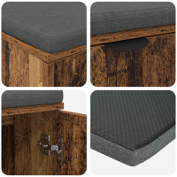 Produktbild för Hallbänk Gammalt trä 100 x 38 x 46 cm Konstruerat Trä och Tyg